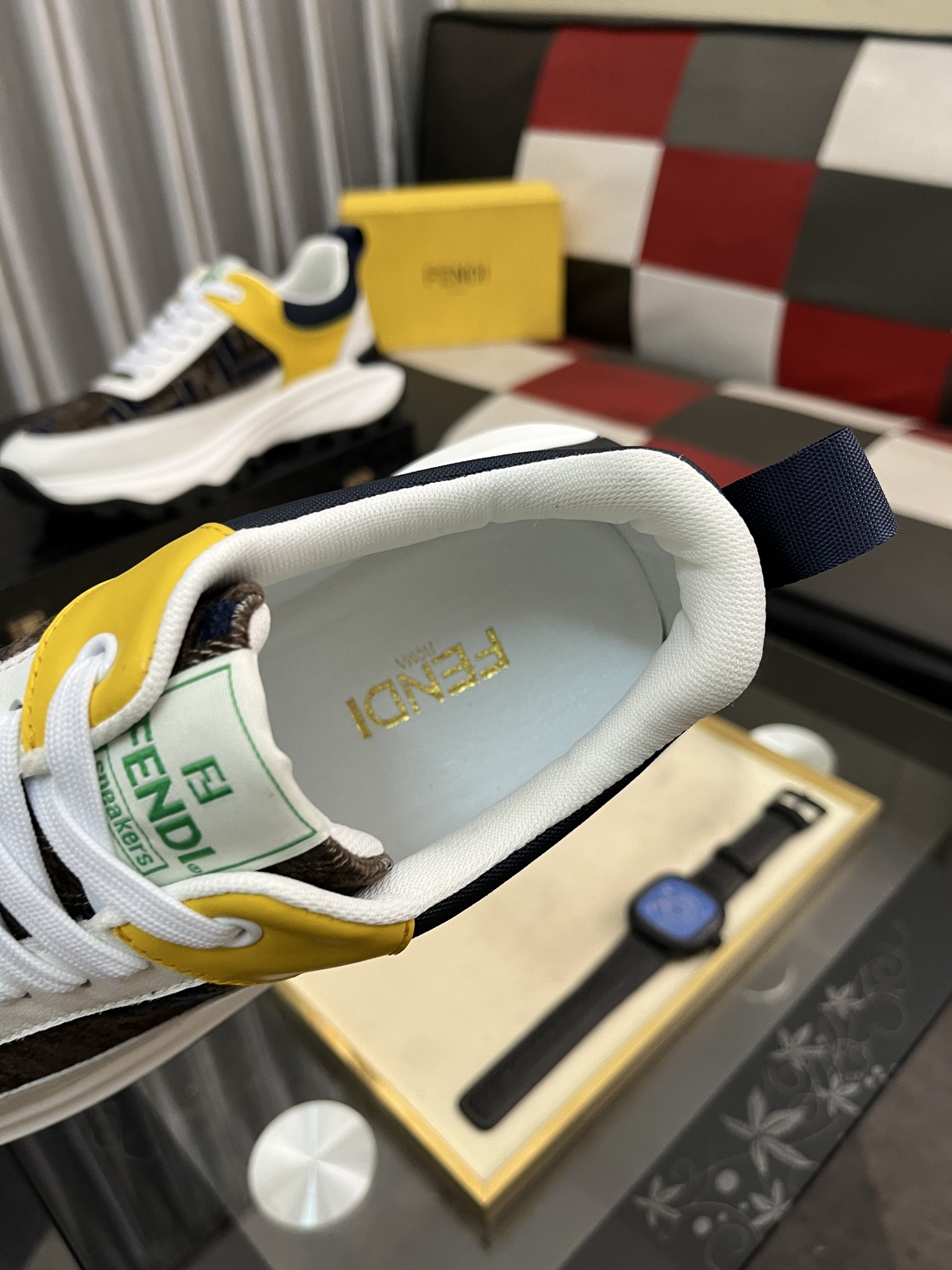 Fendi Leather Low-Top Sneakers Multicolor