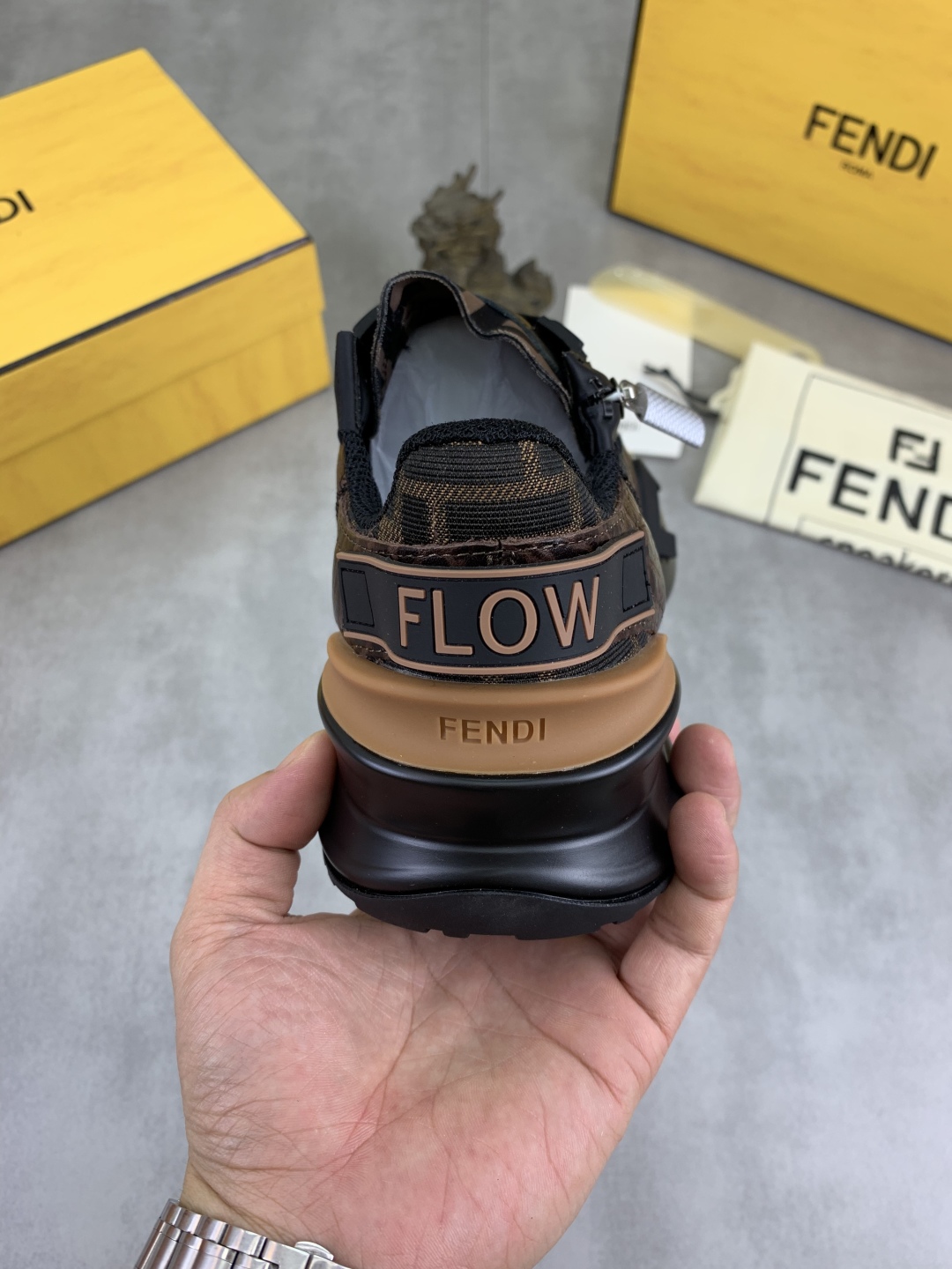 Fendi Flow Low-Top Sneakers Brown