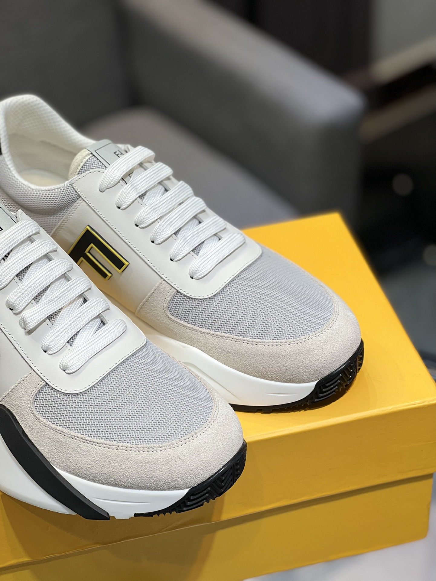 Fendi FF Logo Mesh Sneakers White