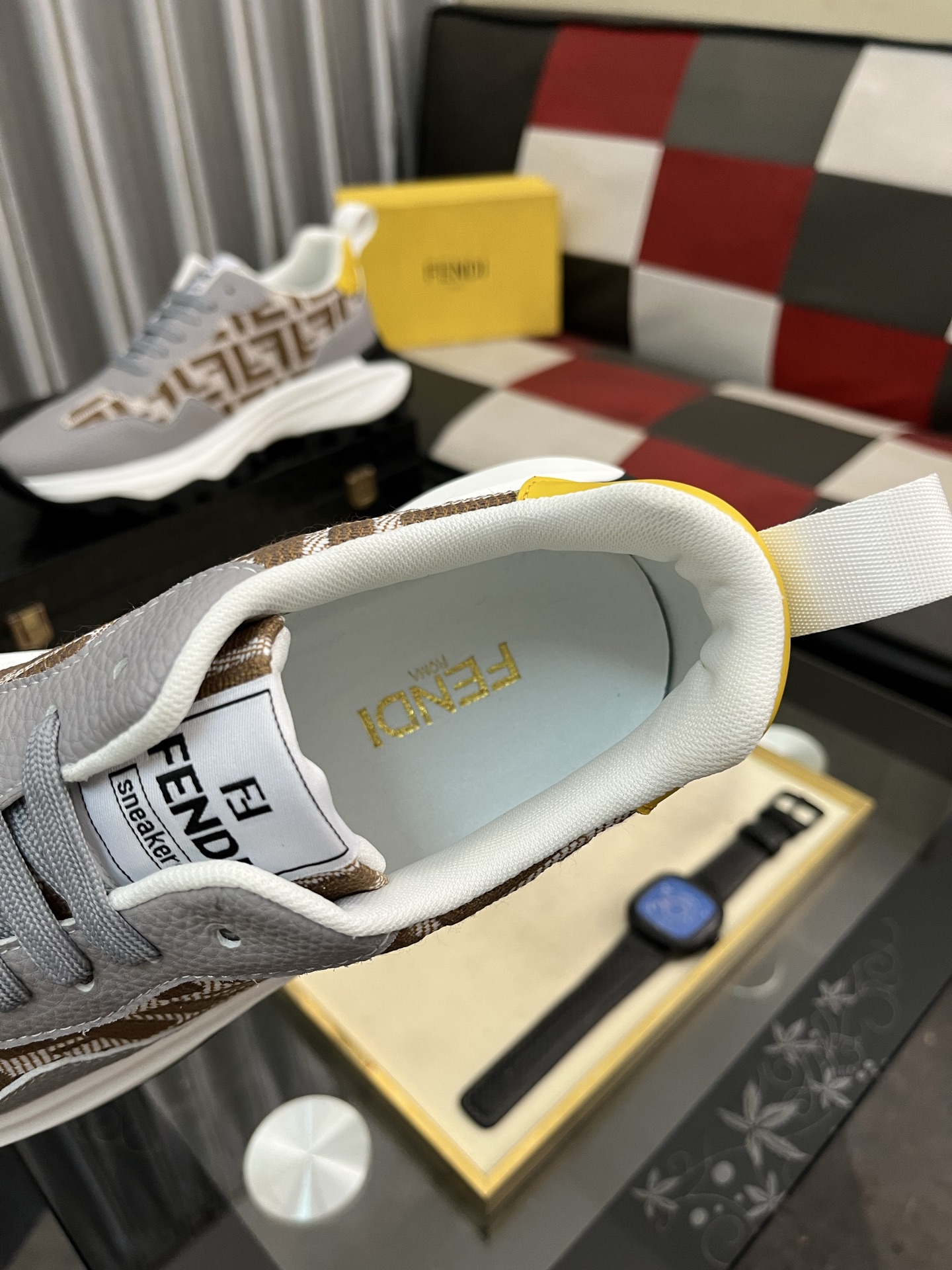 Fendi FF Knit Chunky Sneakers Gray