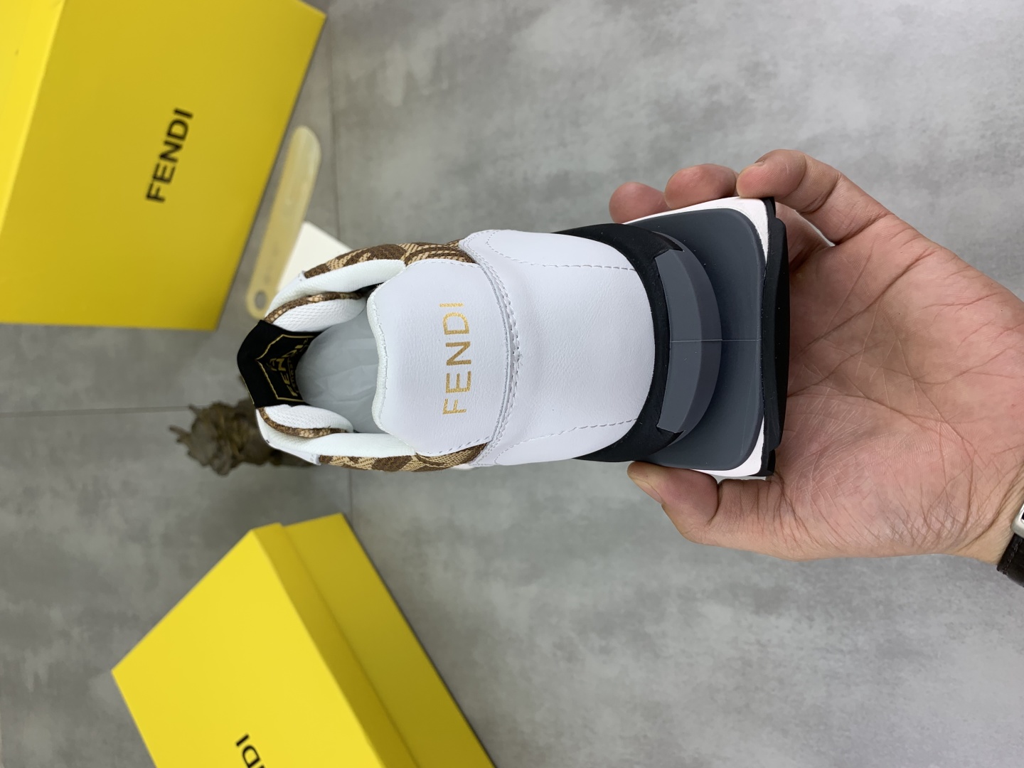 Fendi Monogram Leather Sneakers Brown