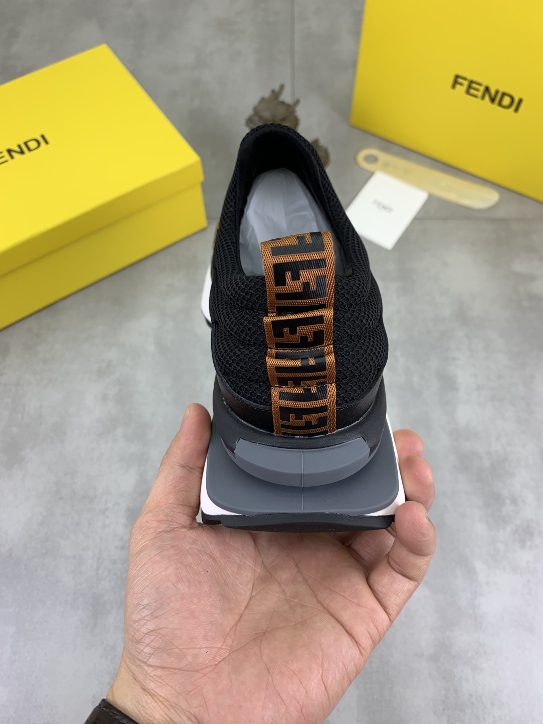 Fendi FF Slip-On Driving Sneakers Brown/Black
