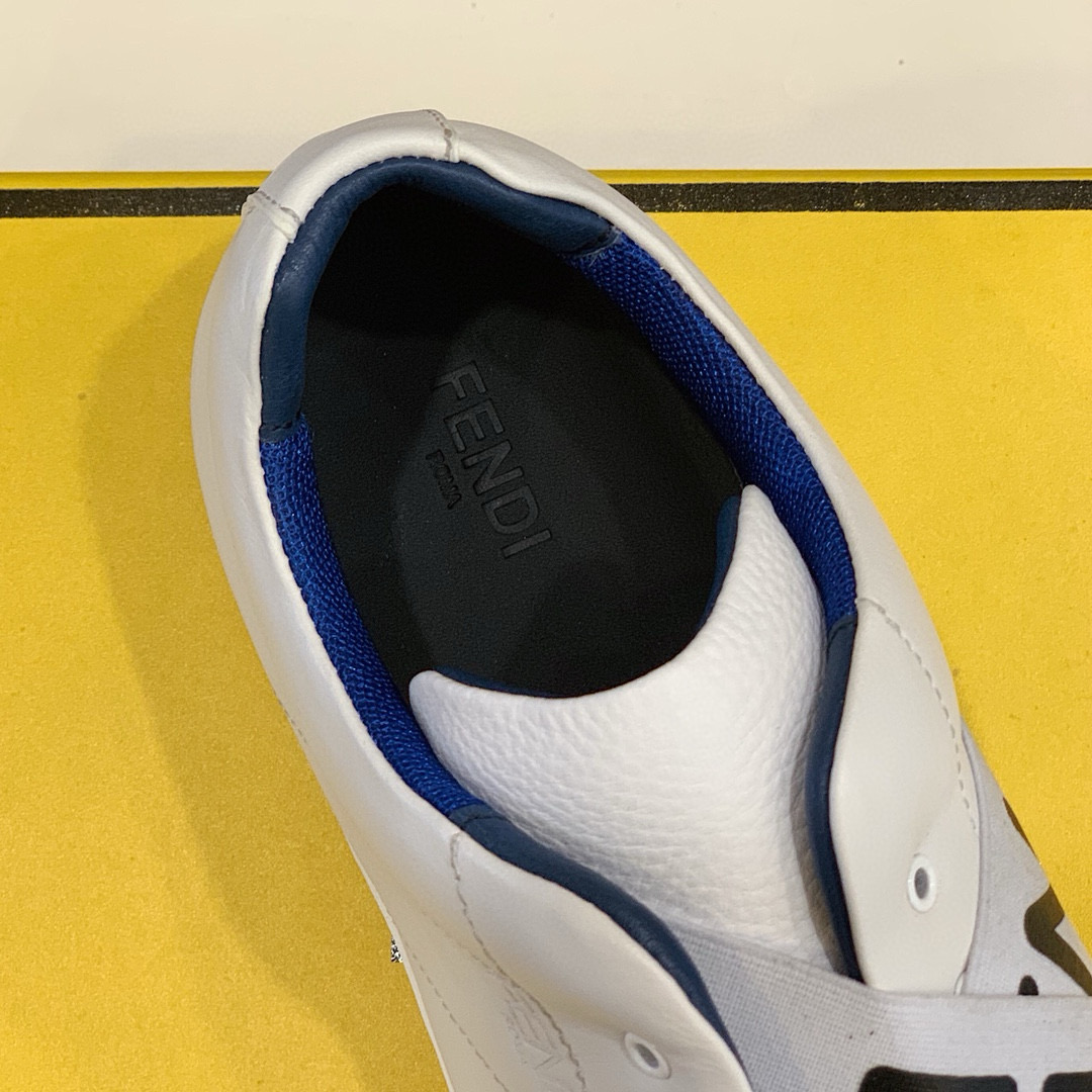 Fendi Leather Slip-On Sneakers White