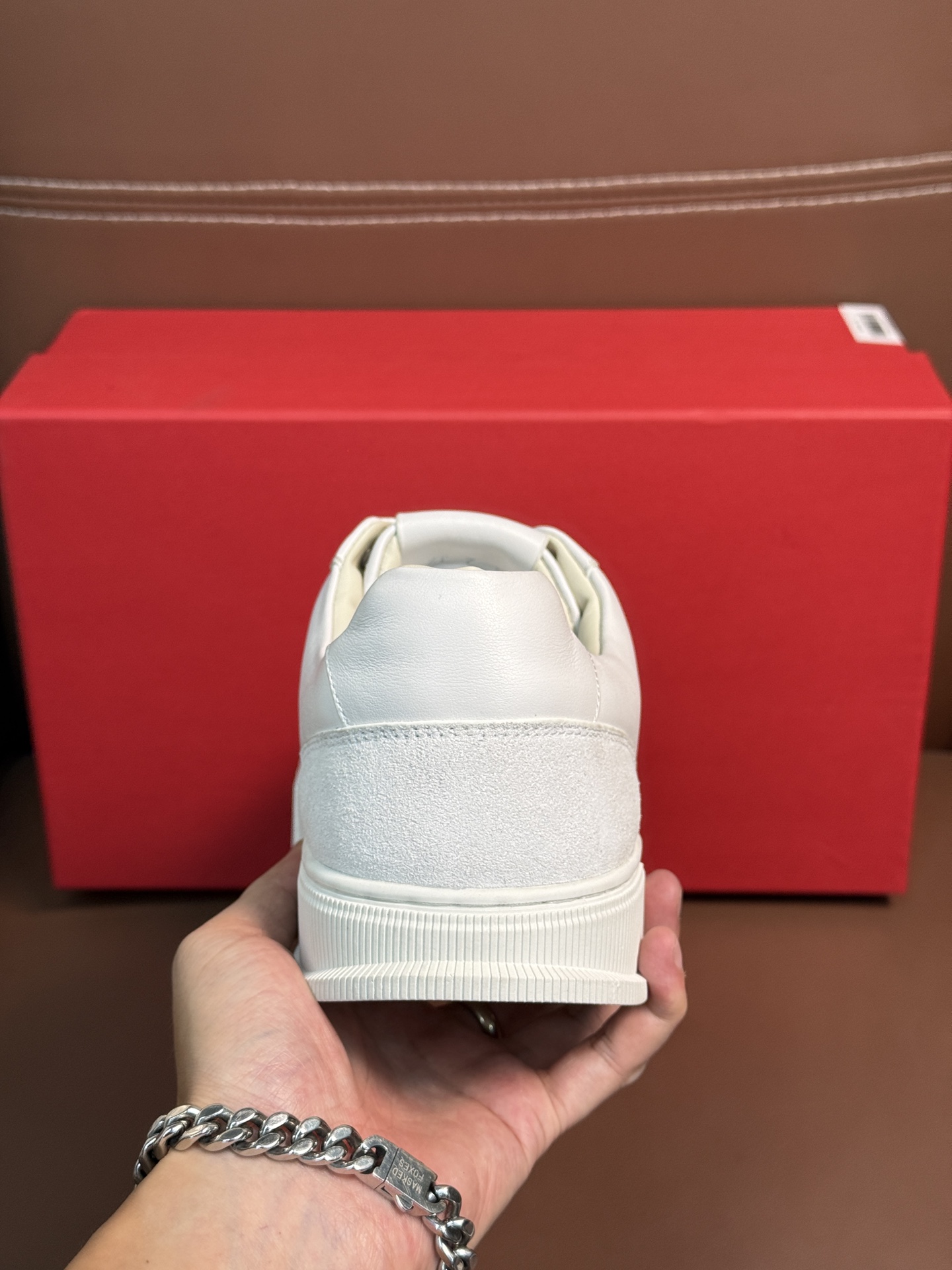Ferragamo Gancini Leather Sneakers White