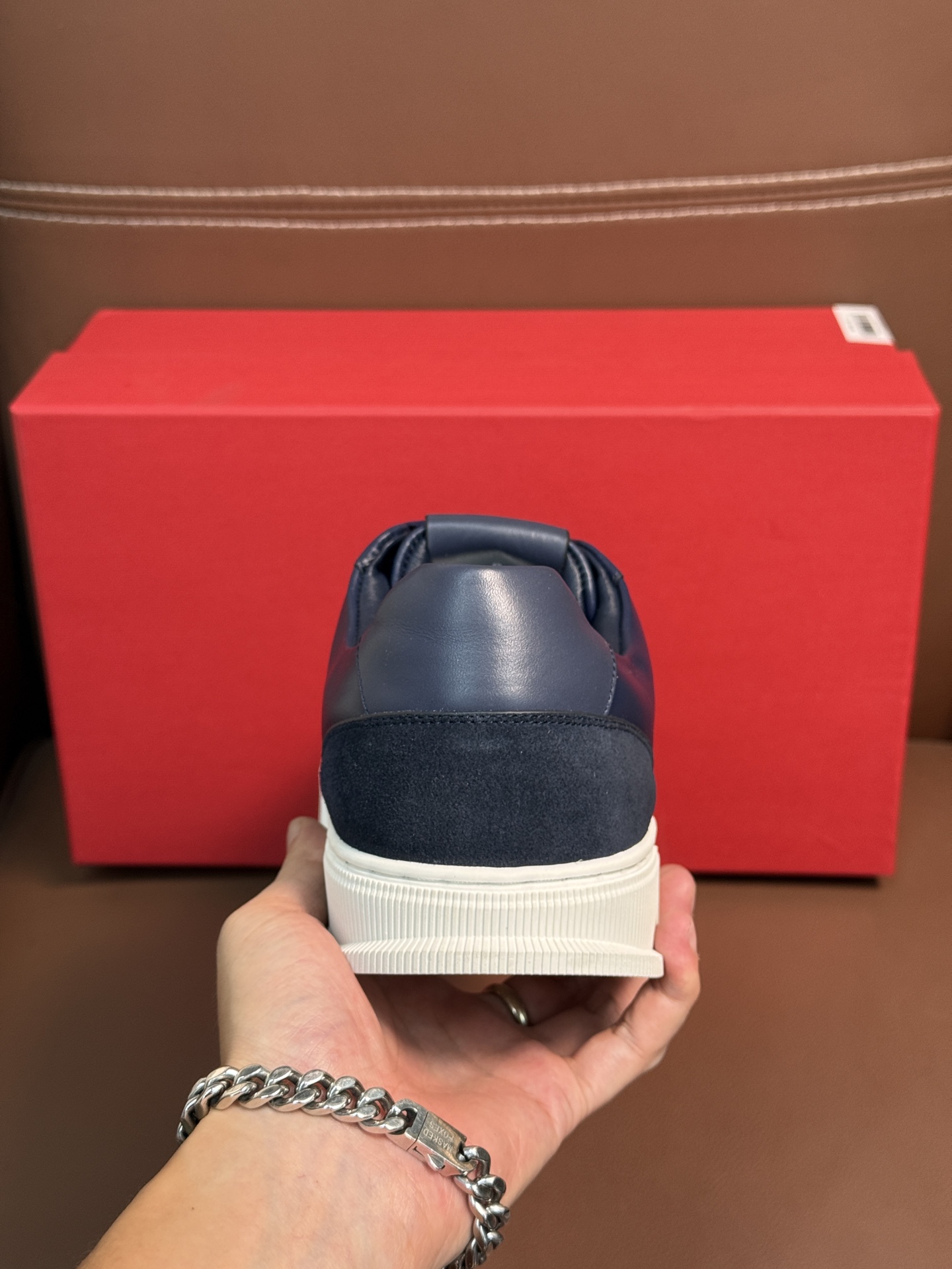 Ferragamo Nappa Leather Sneakers Navy