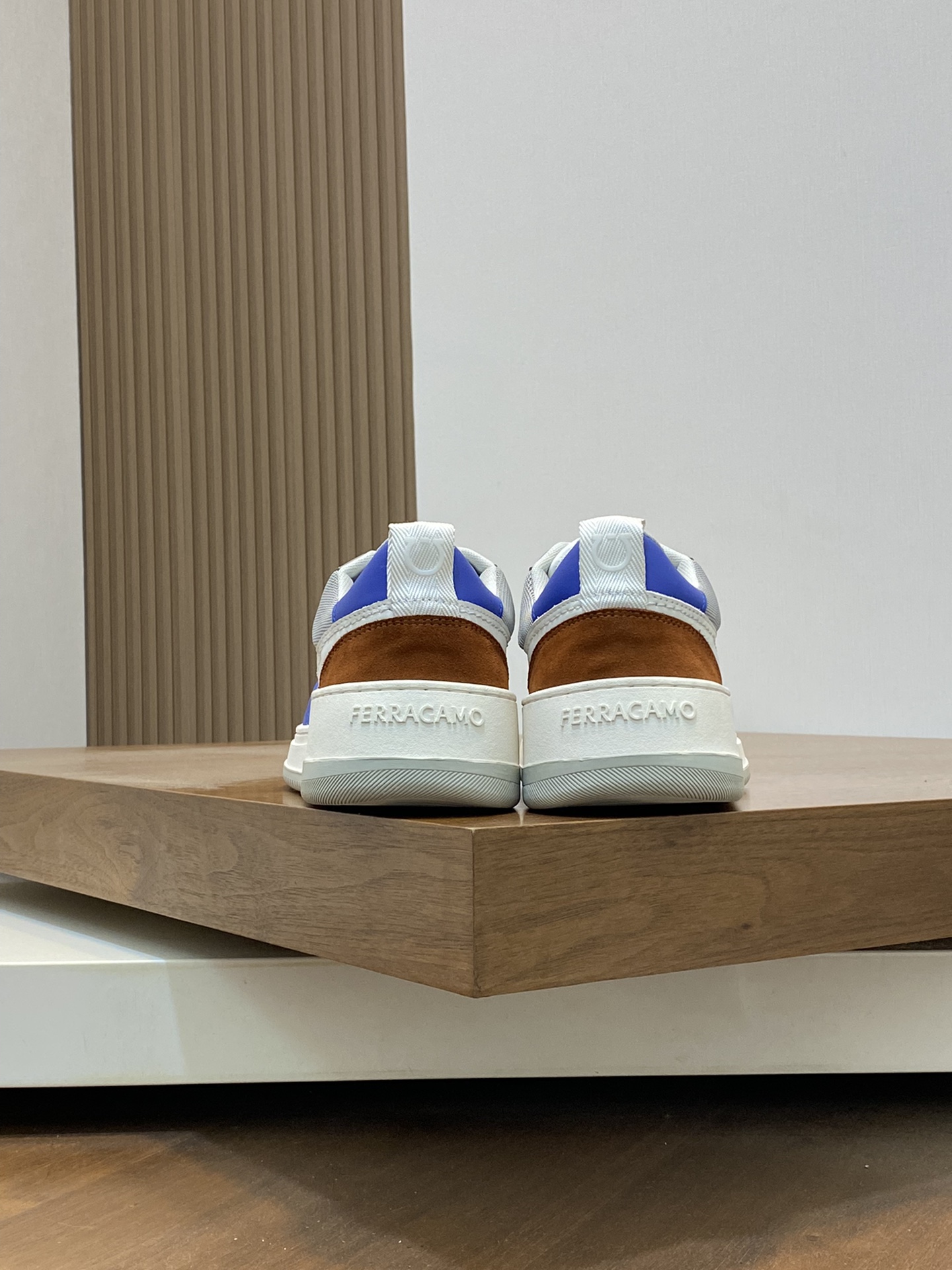 Ferragamo Nappa Leather Low-Top Sneakers Blue