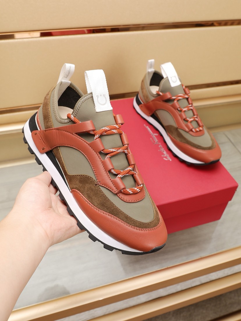 Ferragamo Leather Runner Sneakers Multi-Color