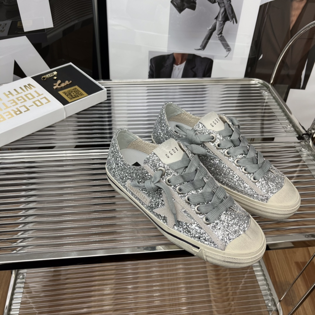 Golden Goose VSTAR2 Glitter Sneakers Silver