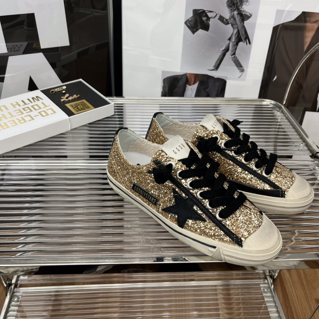 Golden Goose VSTAR2 Glitter Sneakers Gold