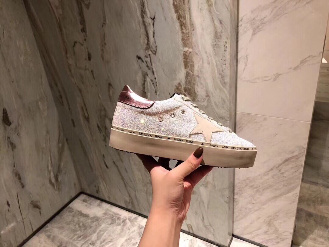 Golden Goose Hi Star Platform Sneakers Iridescent Silver