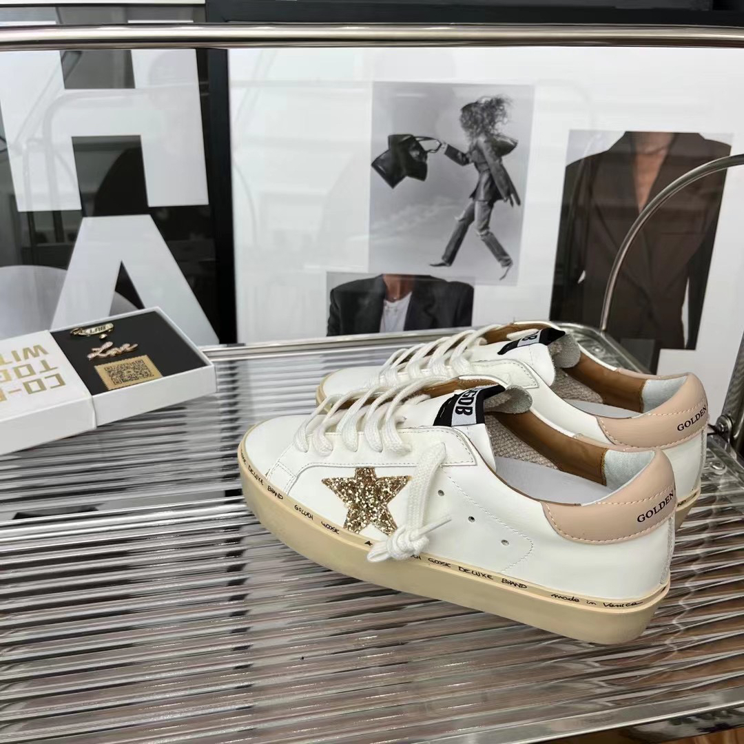 Golden Goose Hi Star Platform Sneakers White/Beige/Gold