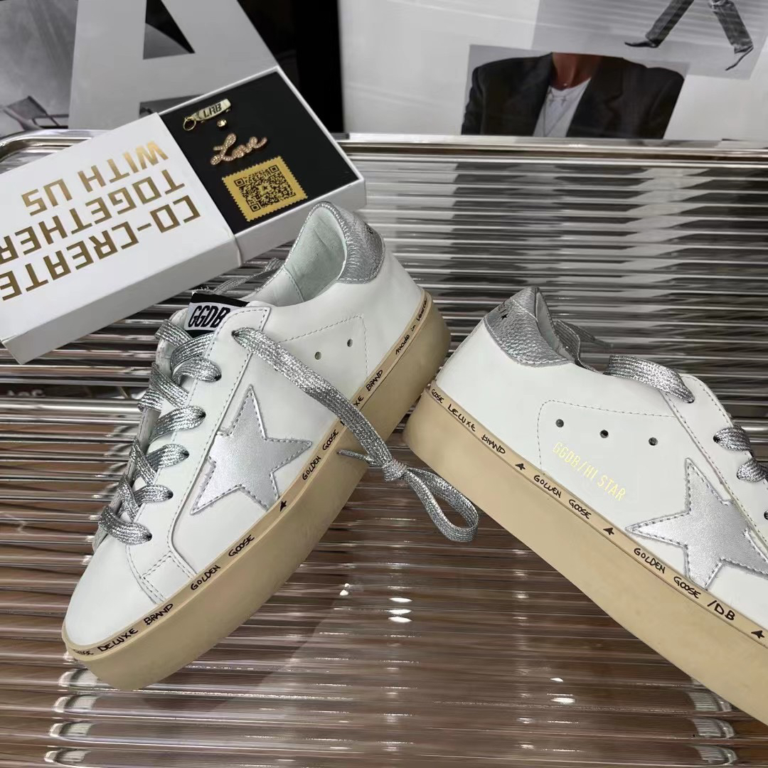 Golden Goose Hi Star Platform Sneakers Silver/White