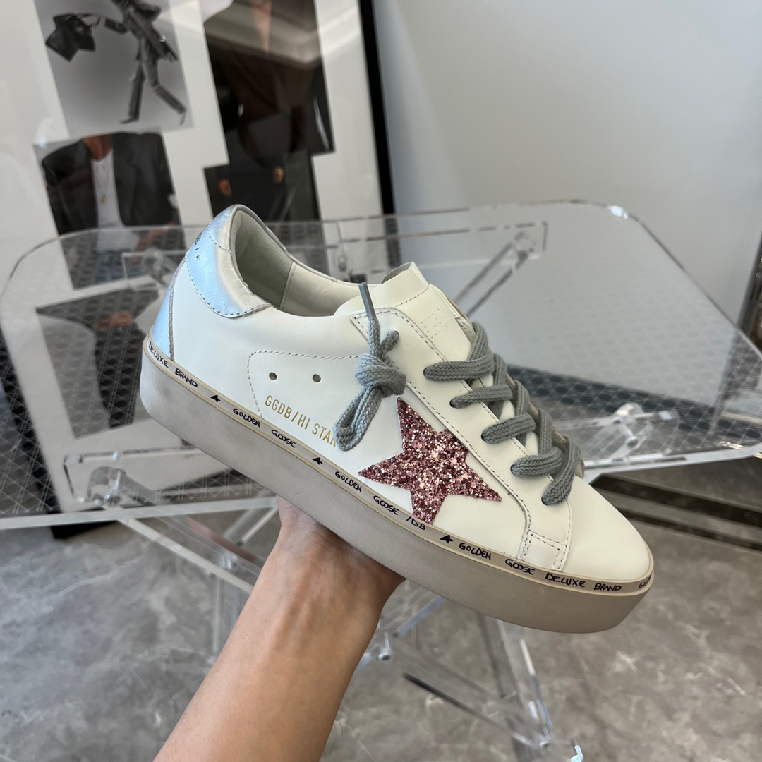 Golden Goose Hi Star Platform Sneakers White Pink Silver