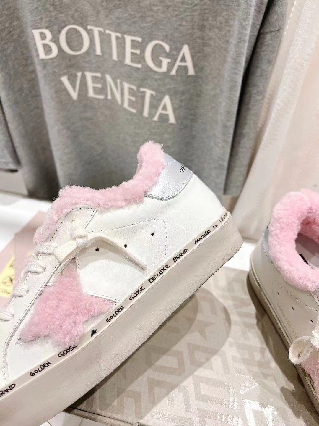 Golden Goose Hi Star Wool Lined Sneakers Pink