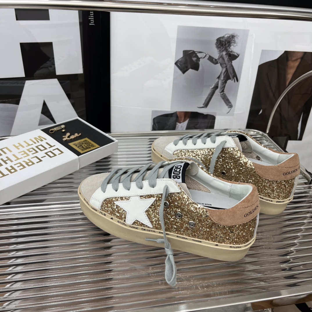 Golden Goose Hi Star Platform Sneakers Gold/White/Beige