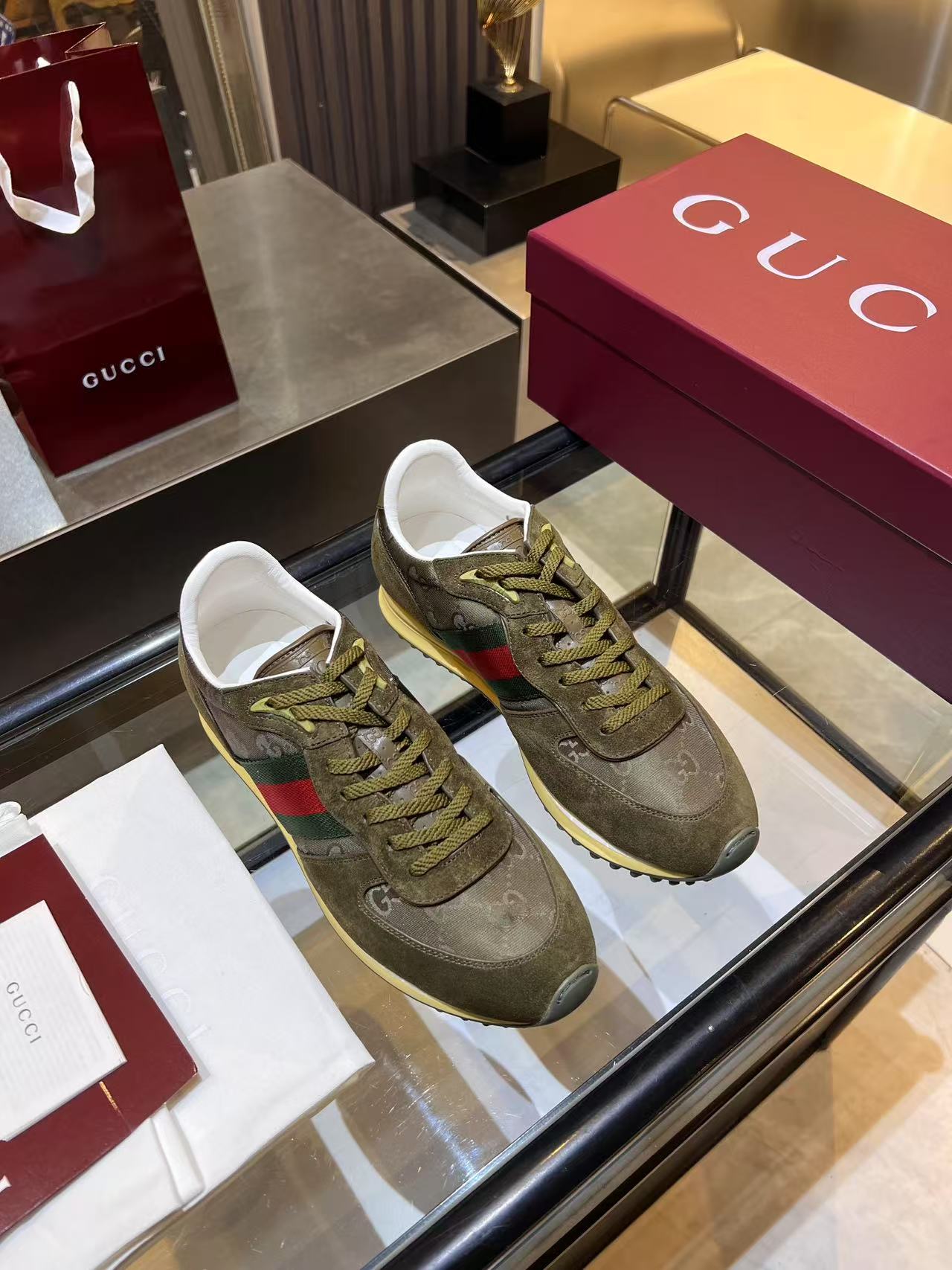Gucci Re-Motion Platform Sneakers Olive