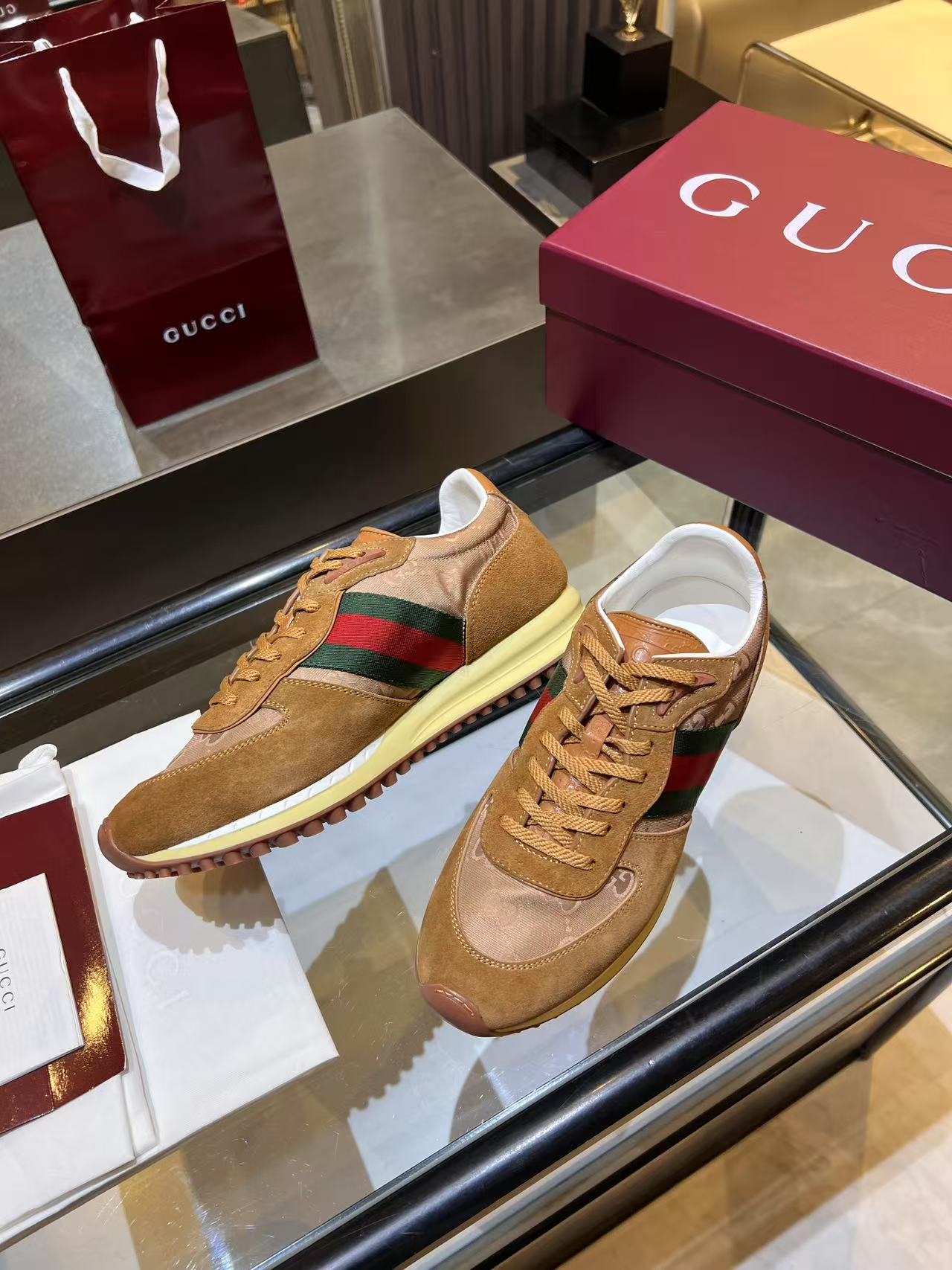 Gucci Re-Motion Platform Sneakers Khaki
