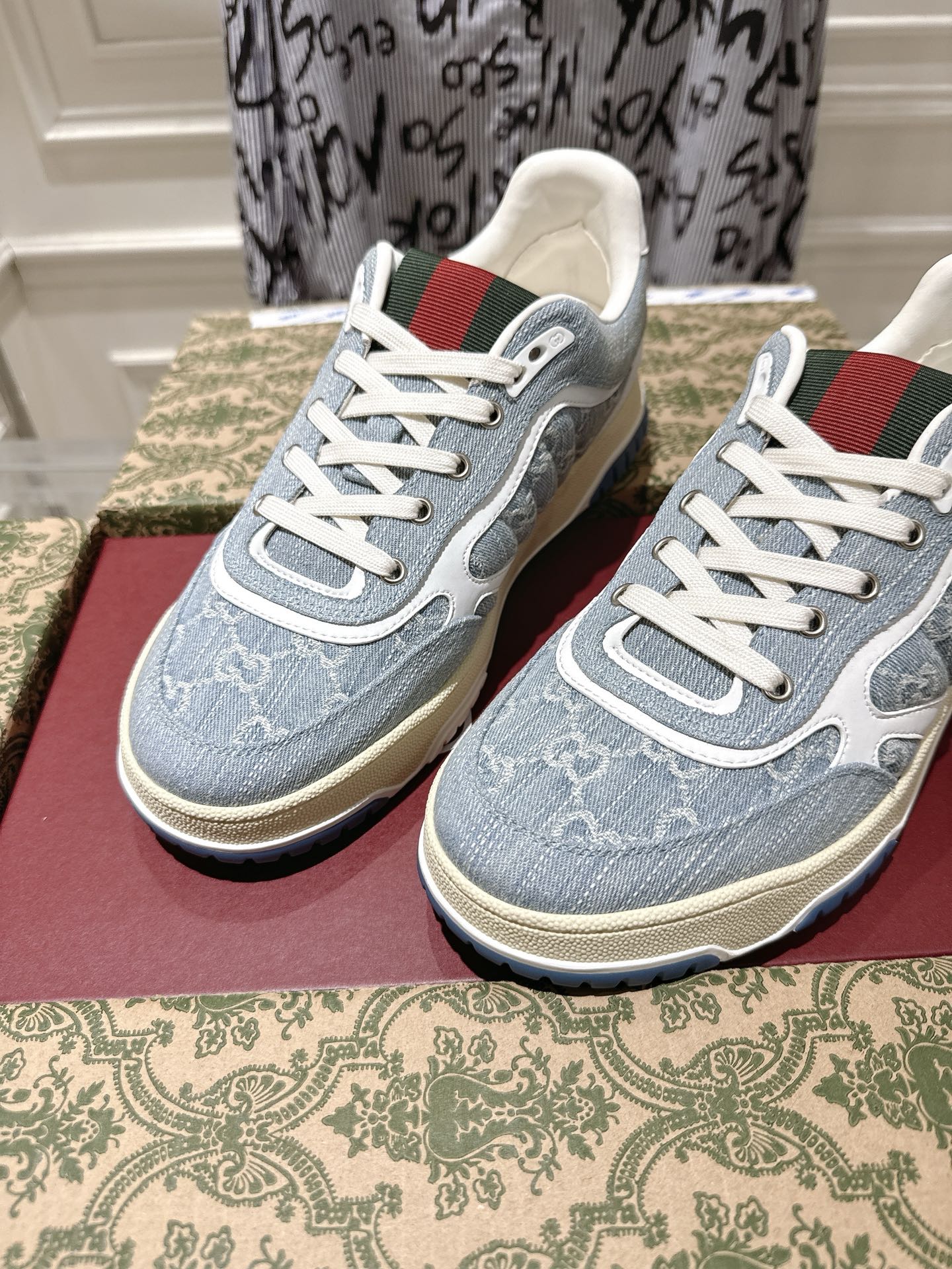 Gucci Vintage Denim GG Sneakers Blue