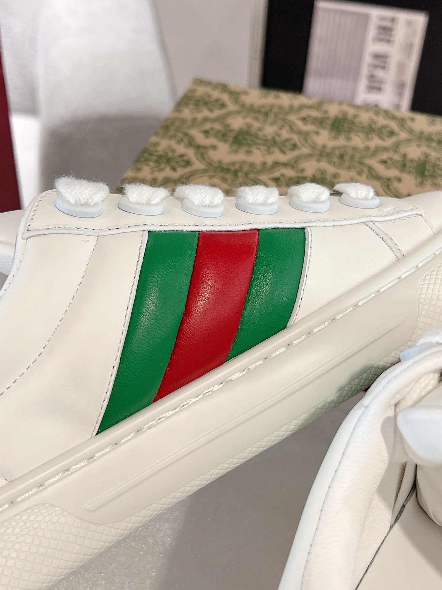 Gucci Ace Thick-Sole Sneakers White Green Red
