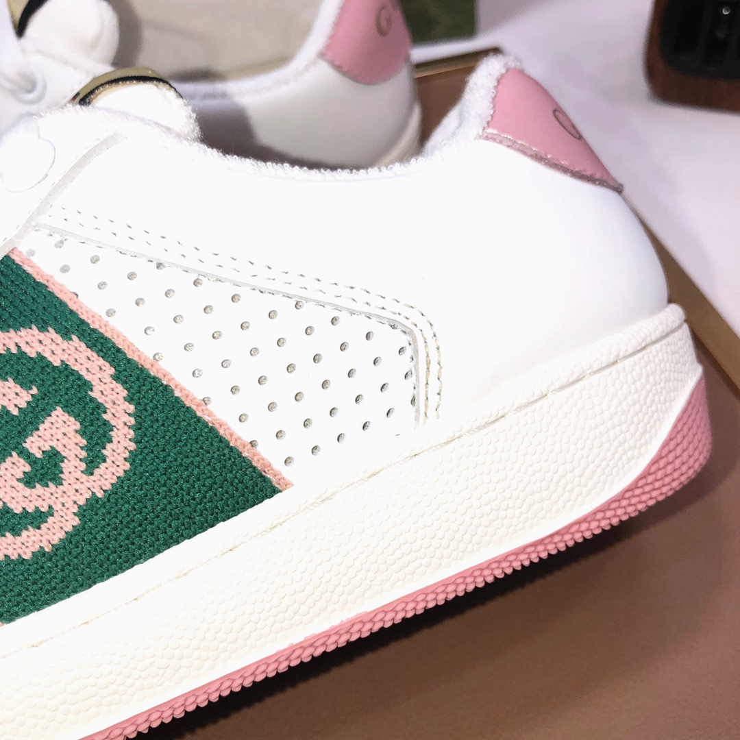 Gucci GG Knit Low-Top Sneakers White Green Pink