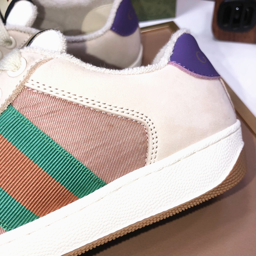 Gucci Web Stripe Low-Top Sneakers Beige Purple