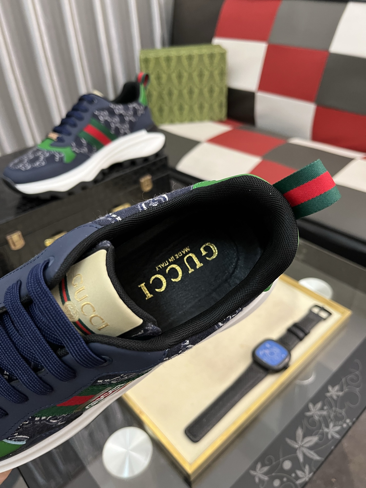 Gucci GG Canvas Chunky Sneakers Navy/Green/Red