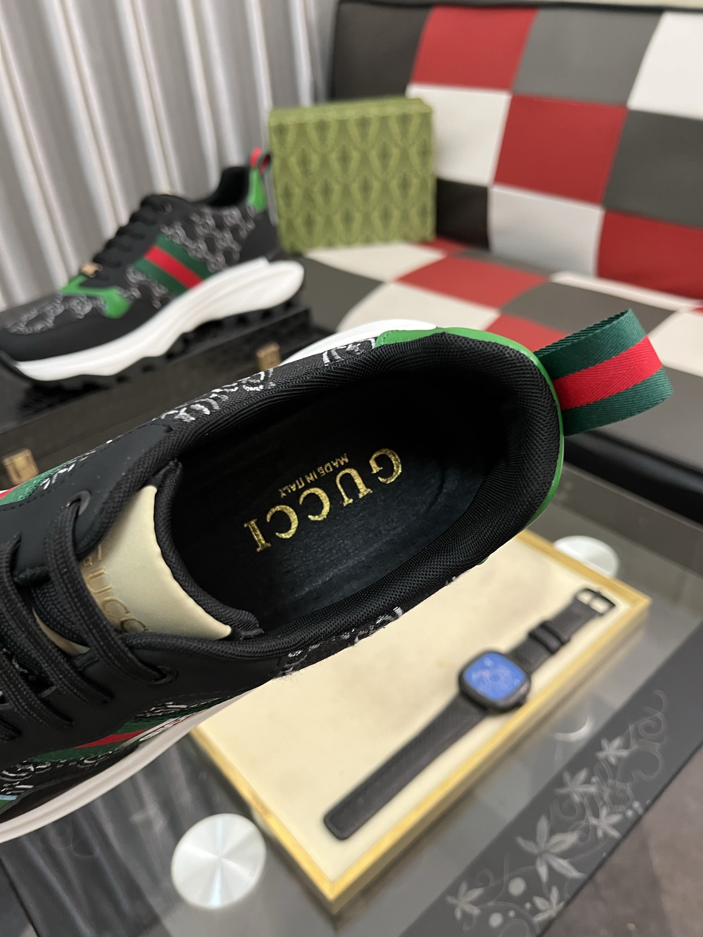 Gucci Web Stripe GG Sneakers Black/Green/Red
