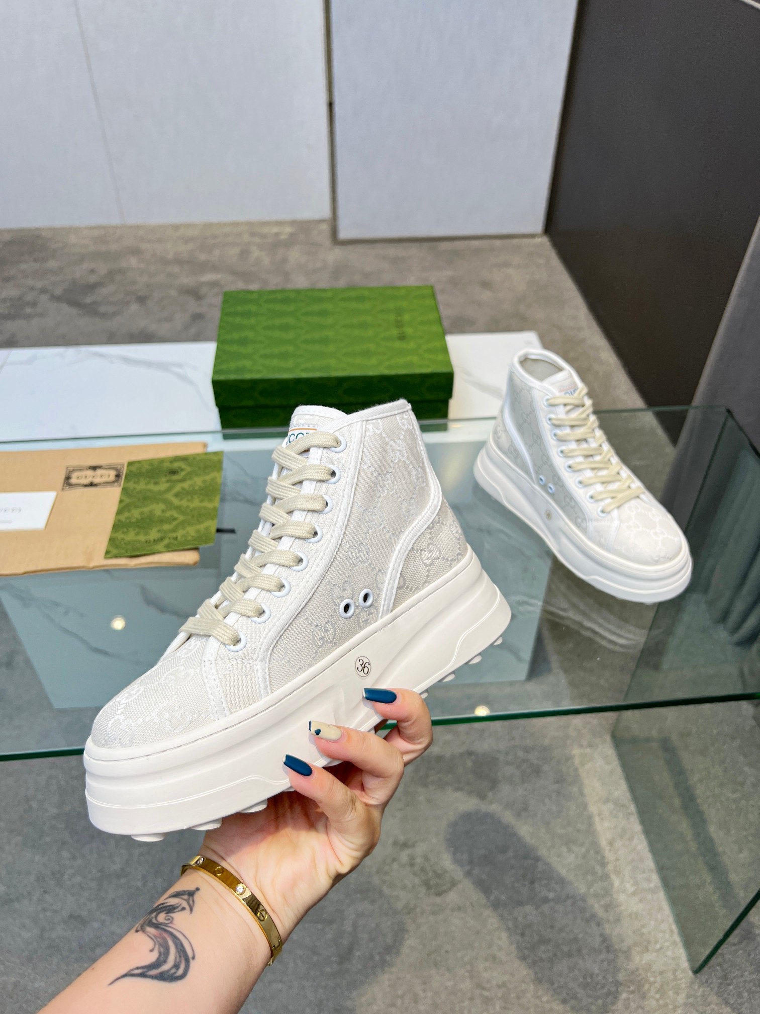 Gucci GG Platform High-Top Sneakers White