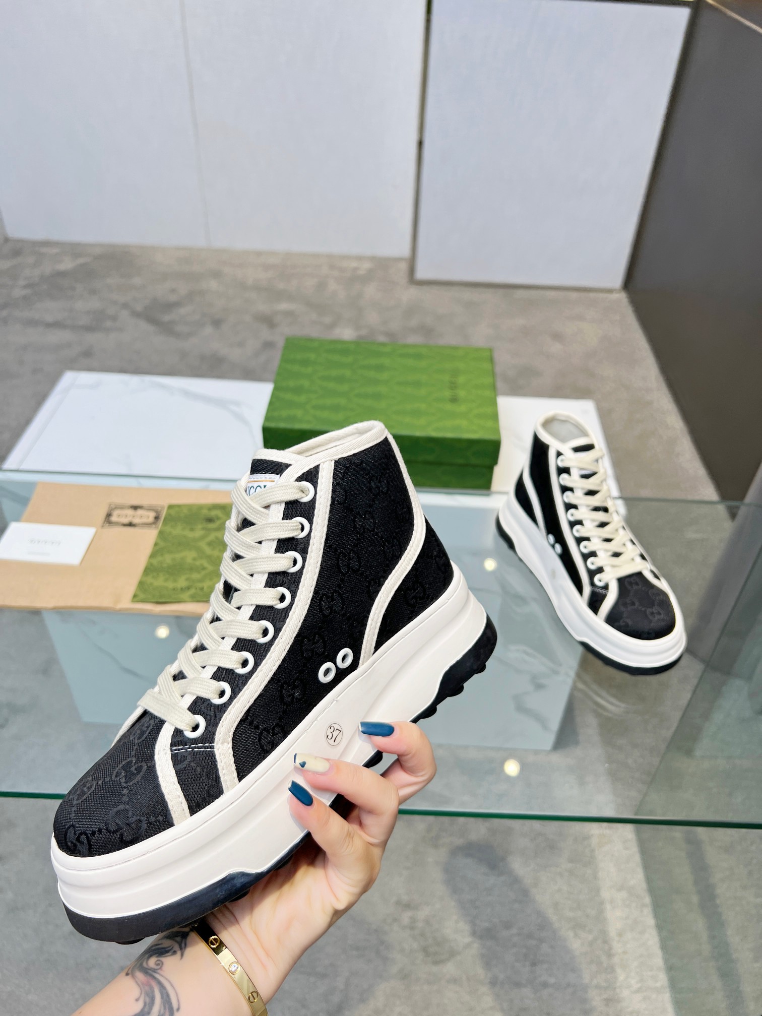 Gucci GG Platform High-Top Sneakers Black