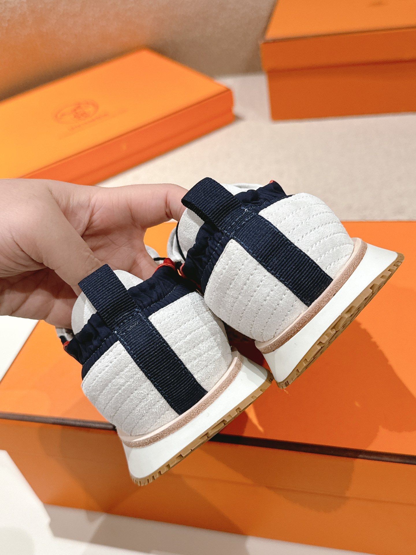 Hermes Suede H Sneakers Navy