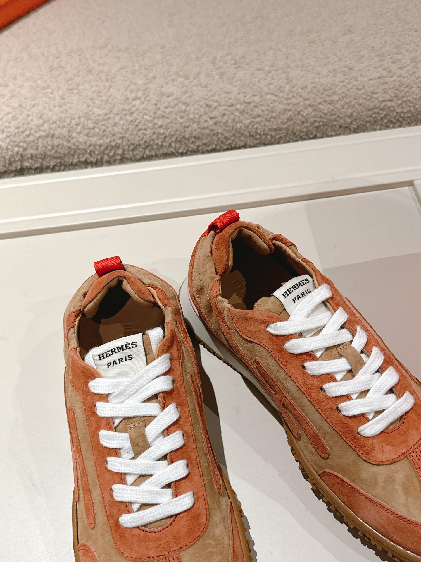 Hermes H Suede Sneakers Tan
