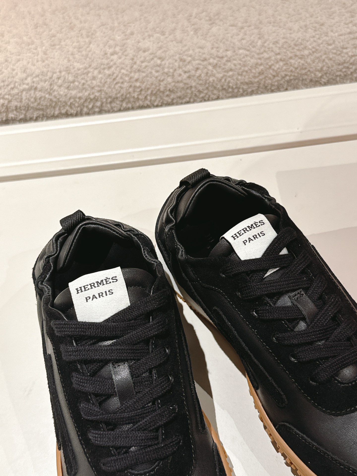 Hermes H Detail Suede Sneakers Black