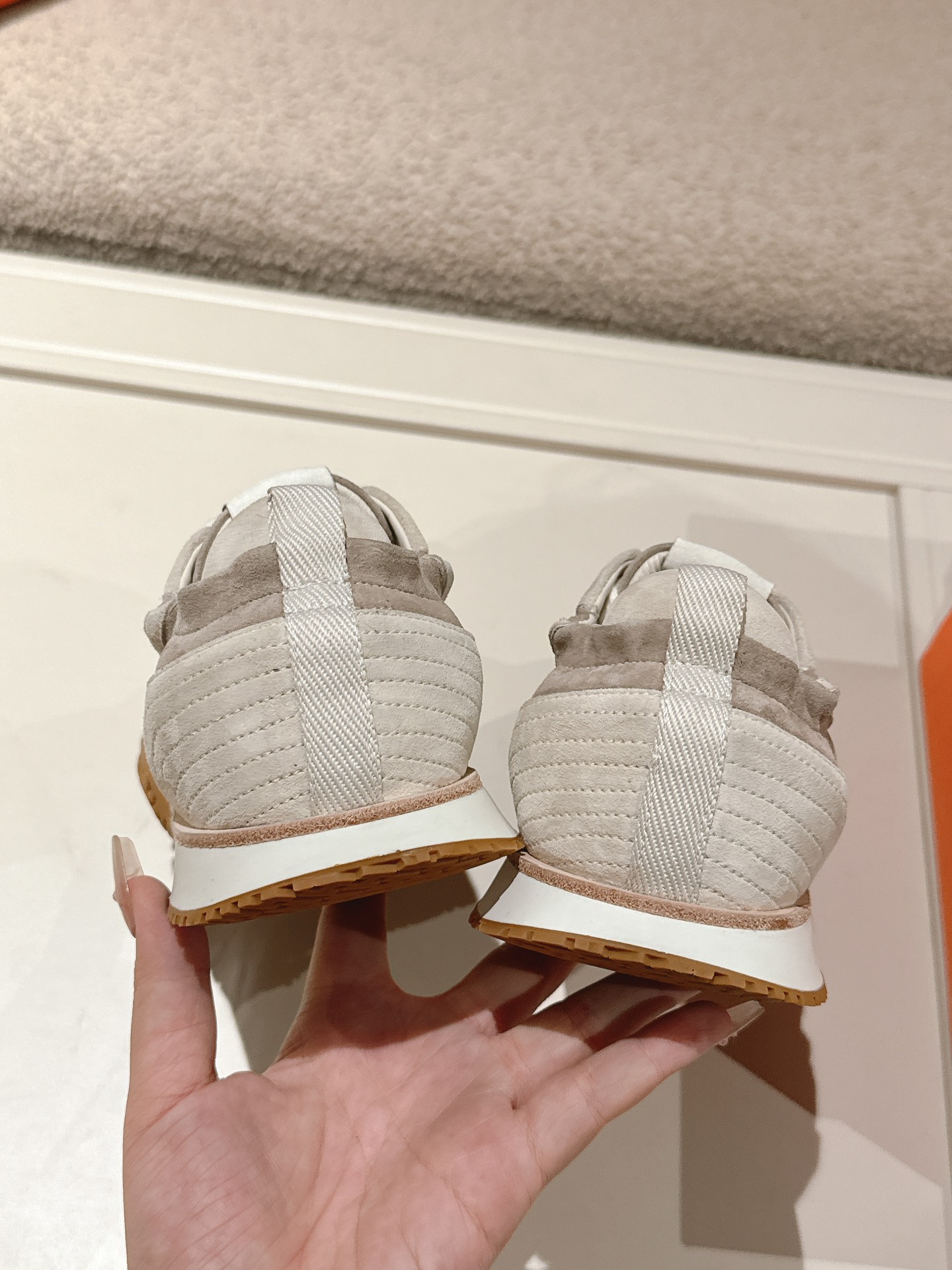 Hermes Suede H Sneakers Beige