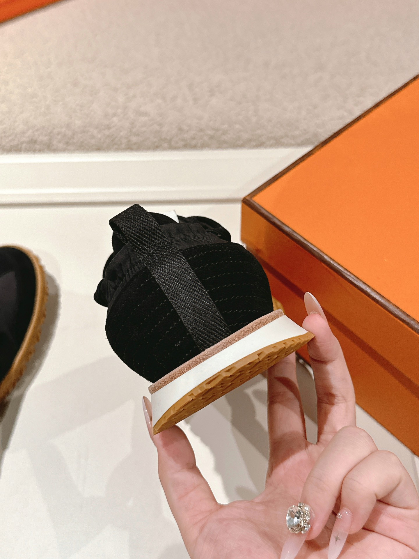 Hermes H Detail Suede Sneaker Black