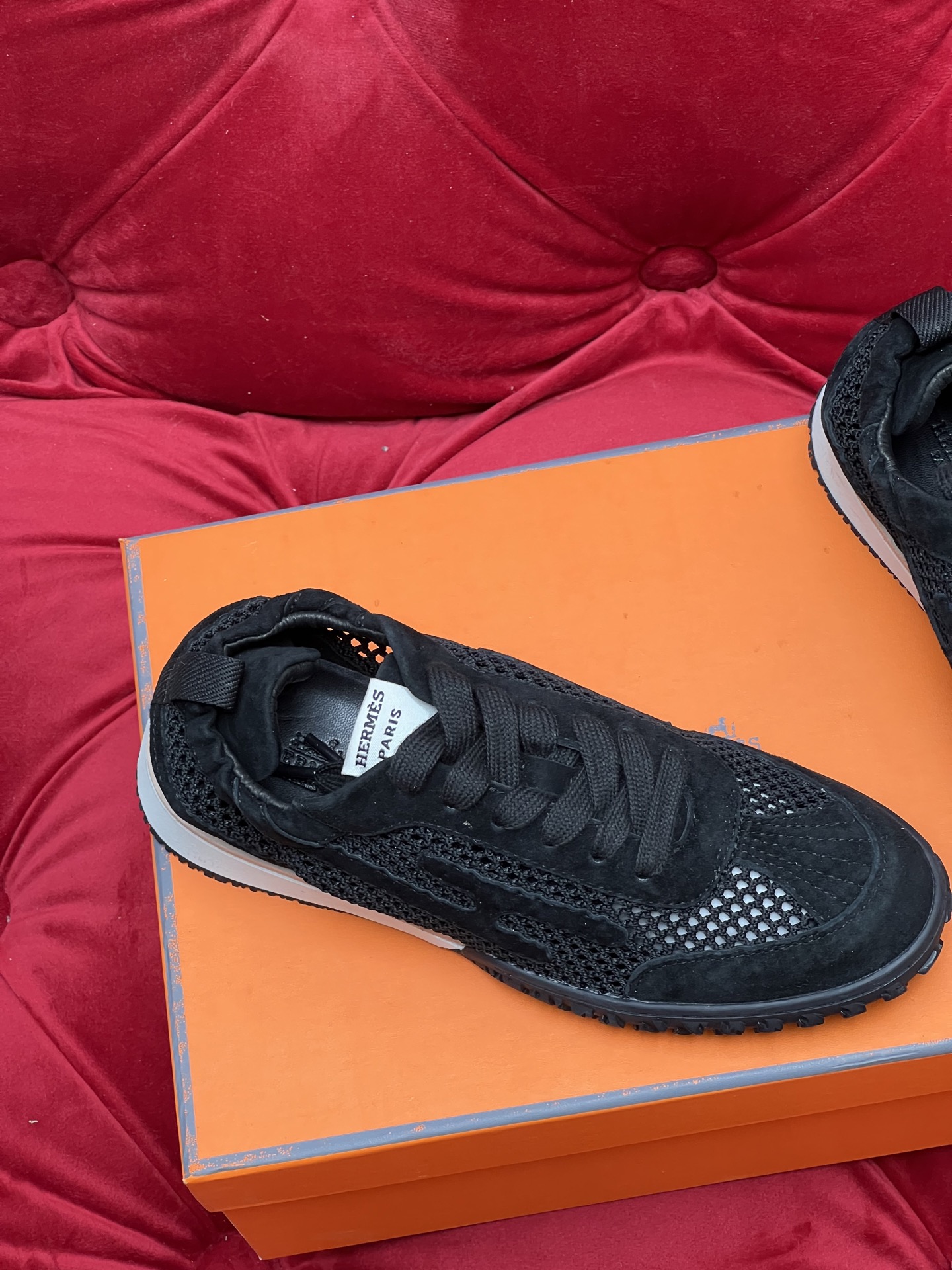 Hermes Jet Suede Mesh Sneakers Black