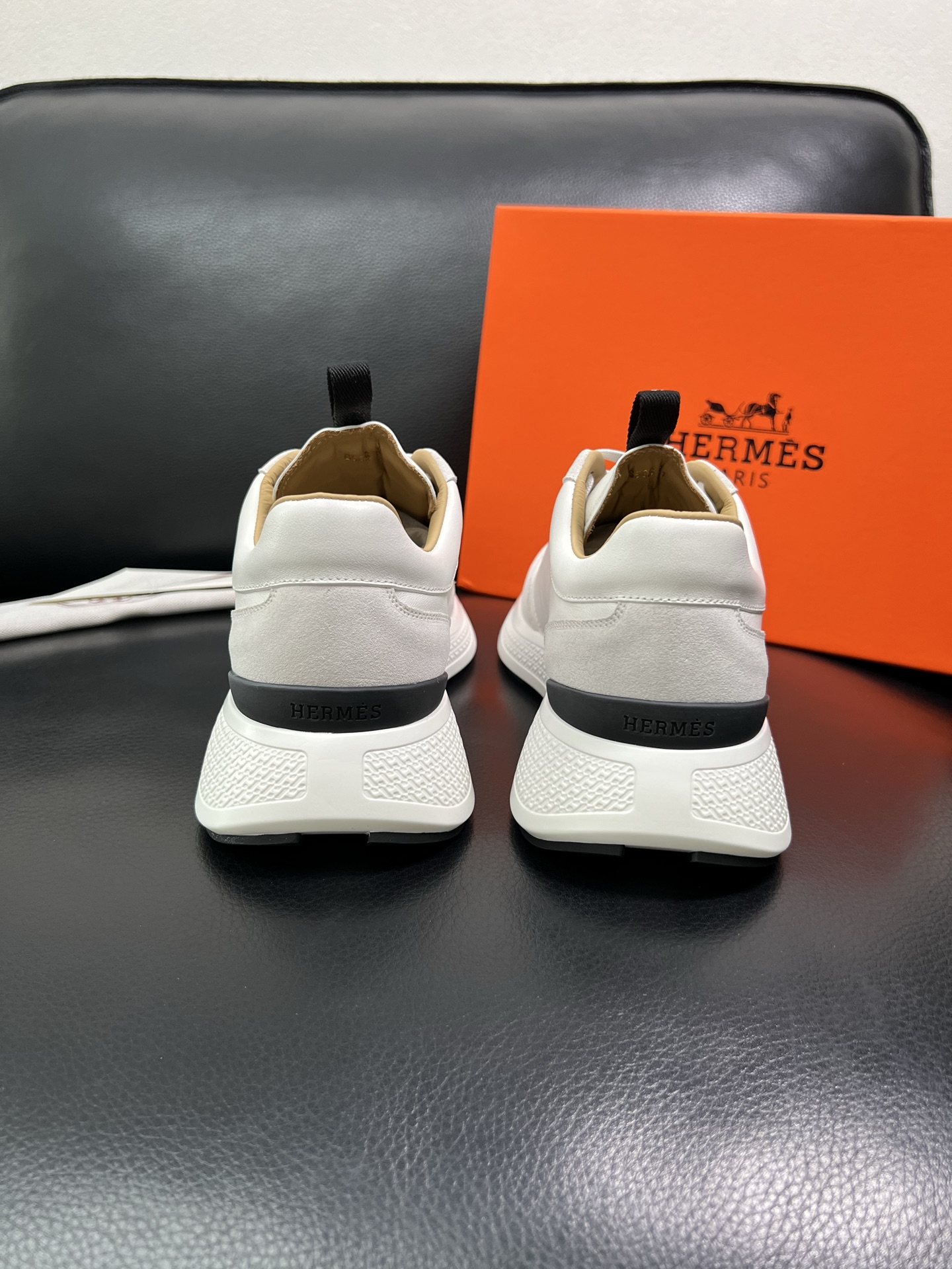 Hermes Leather Low-Top Sneakers White
