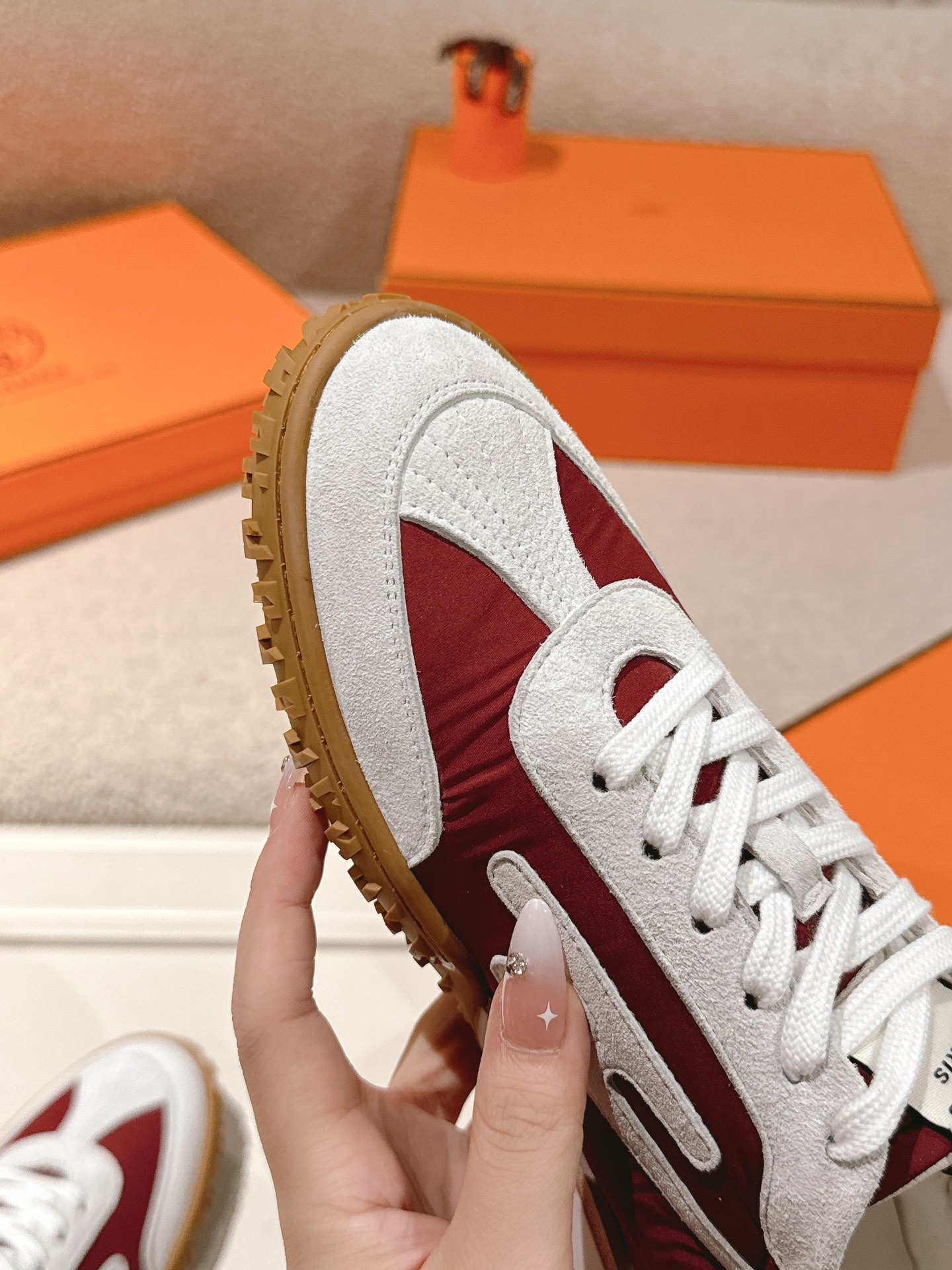 Hermes Suede H-Detail Sneakers Red/White