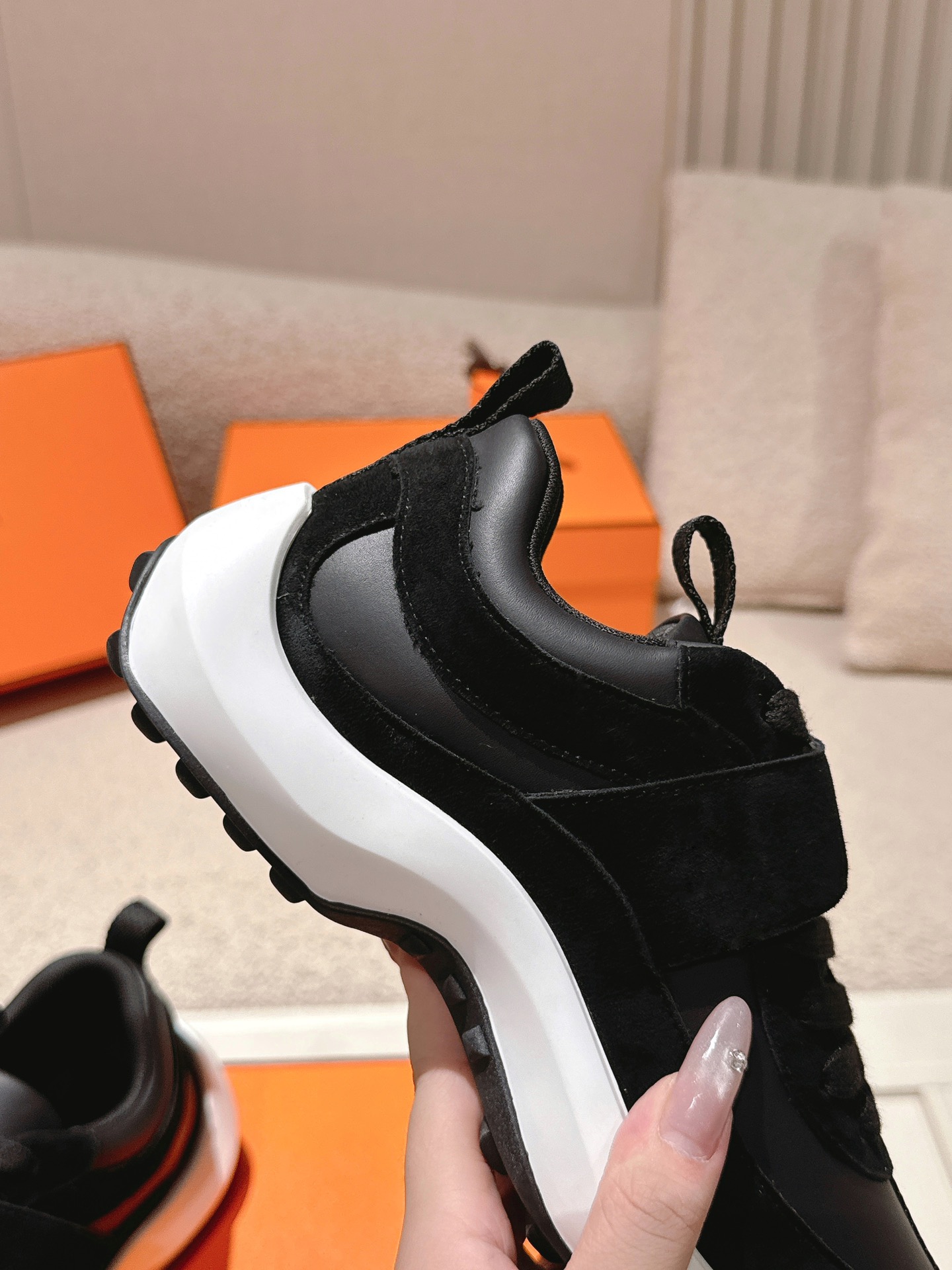 Hermes Calfskin Sport Sneakers Black
