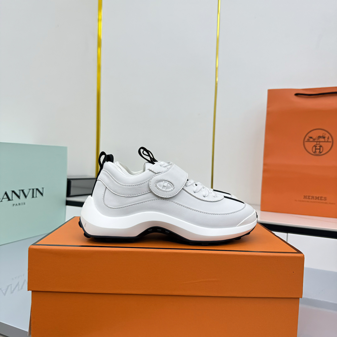 Hermes Loosneaker Velcro Sneaker White