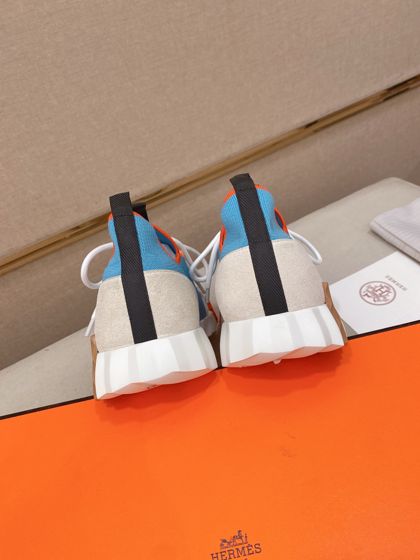 Hermes Knit Low-Top Sneakers Blue