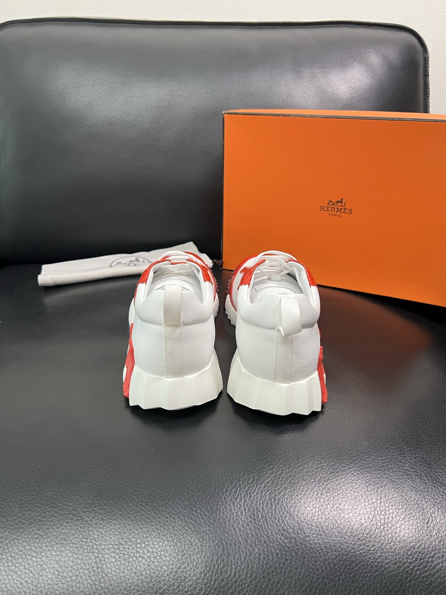 Hermes Leather Chunky Sneakers Red/White