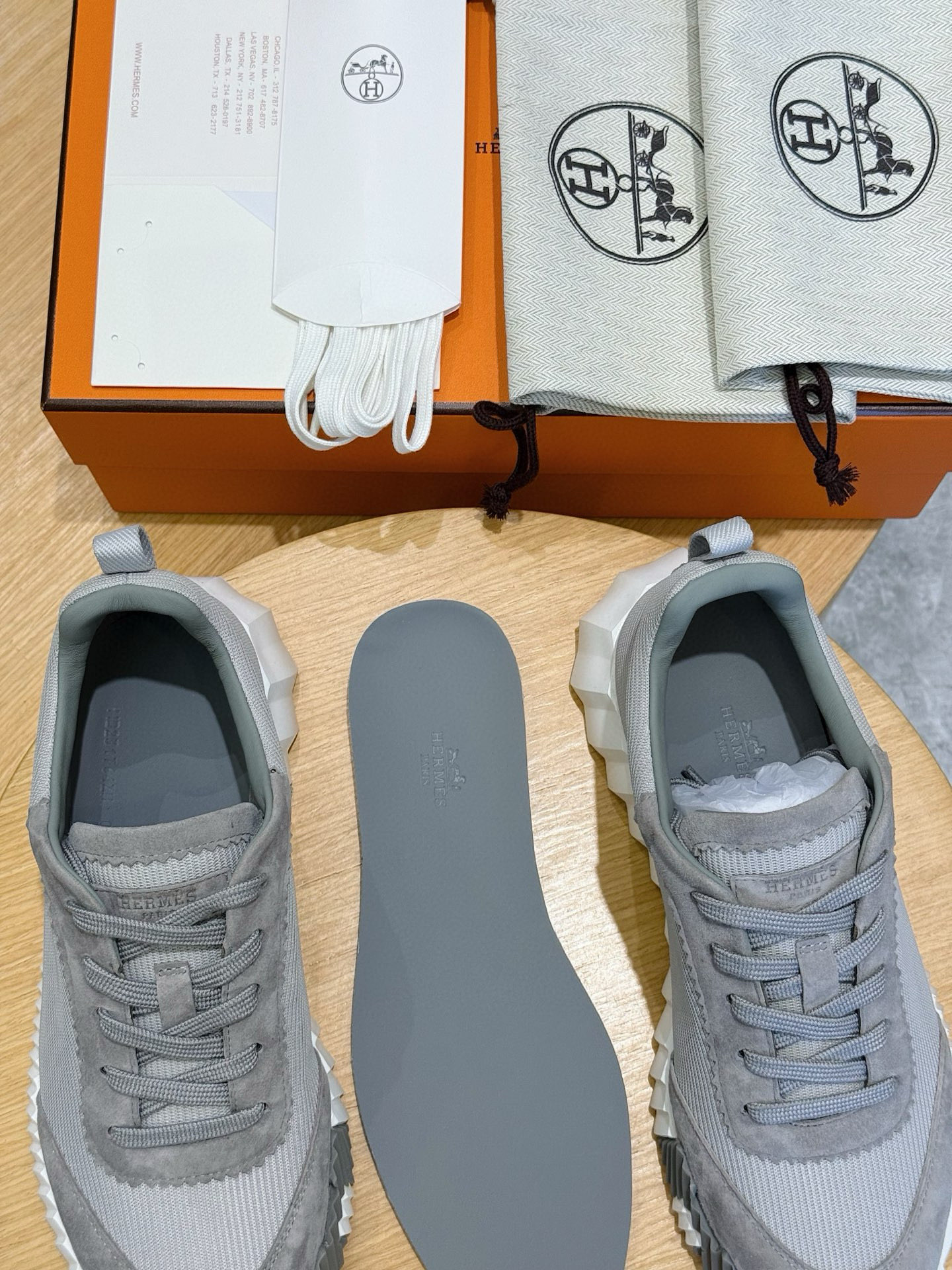 Hermes Bouncing Leather Sneaker Gray