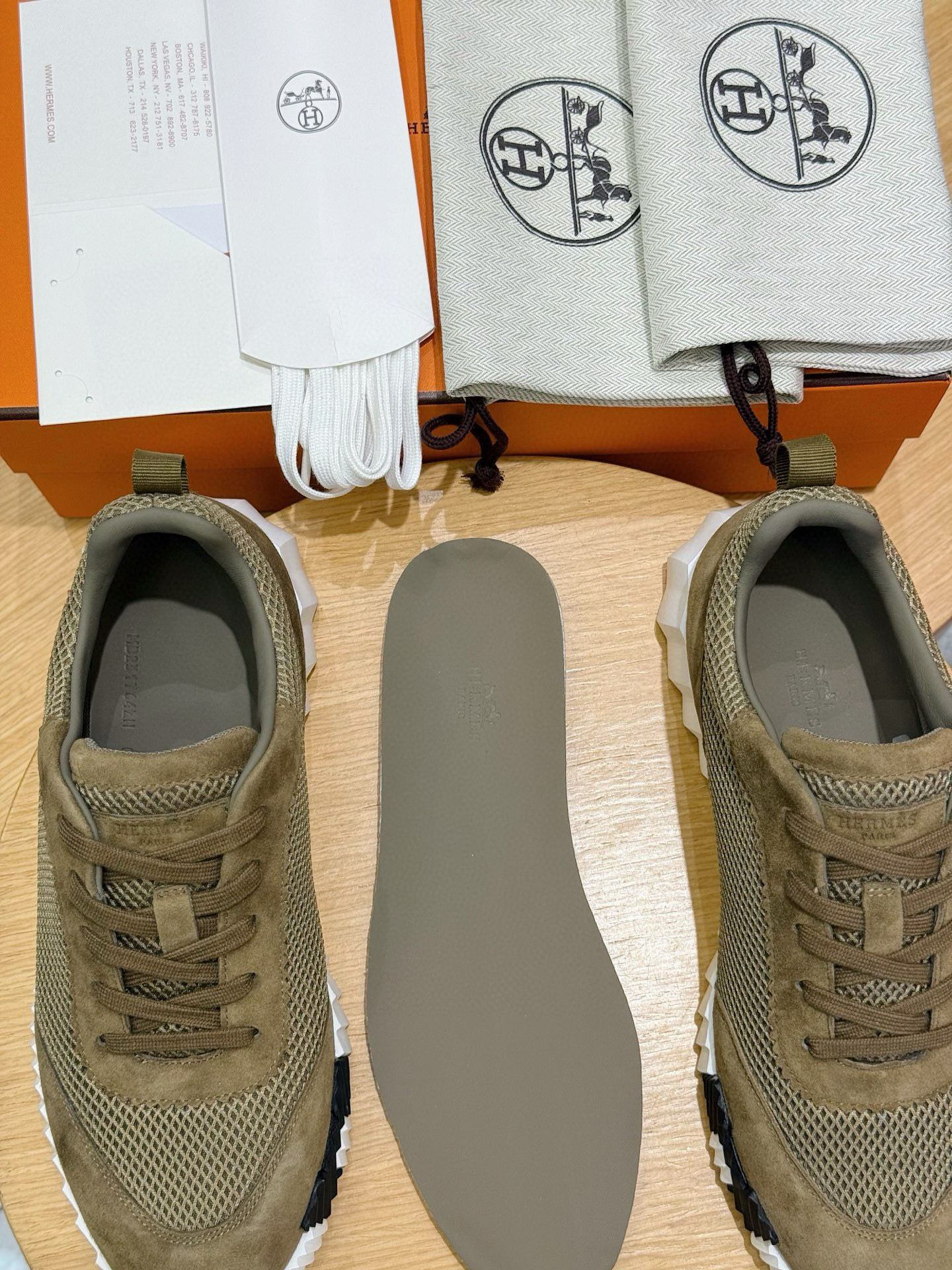 Hermes Bouncing Mesh Sneakers Khaki