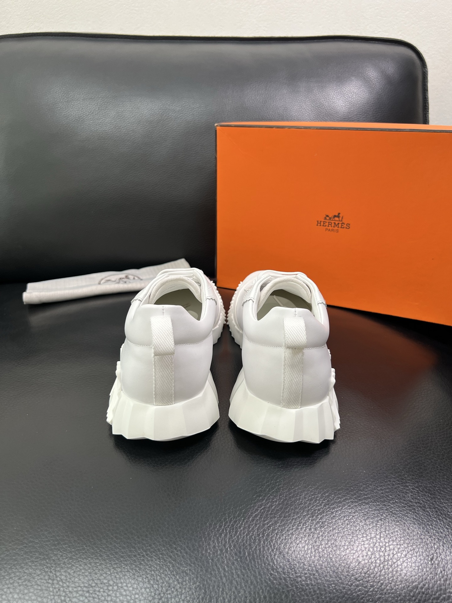 Hermes Leather Low-Top Sneakers White