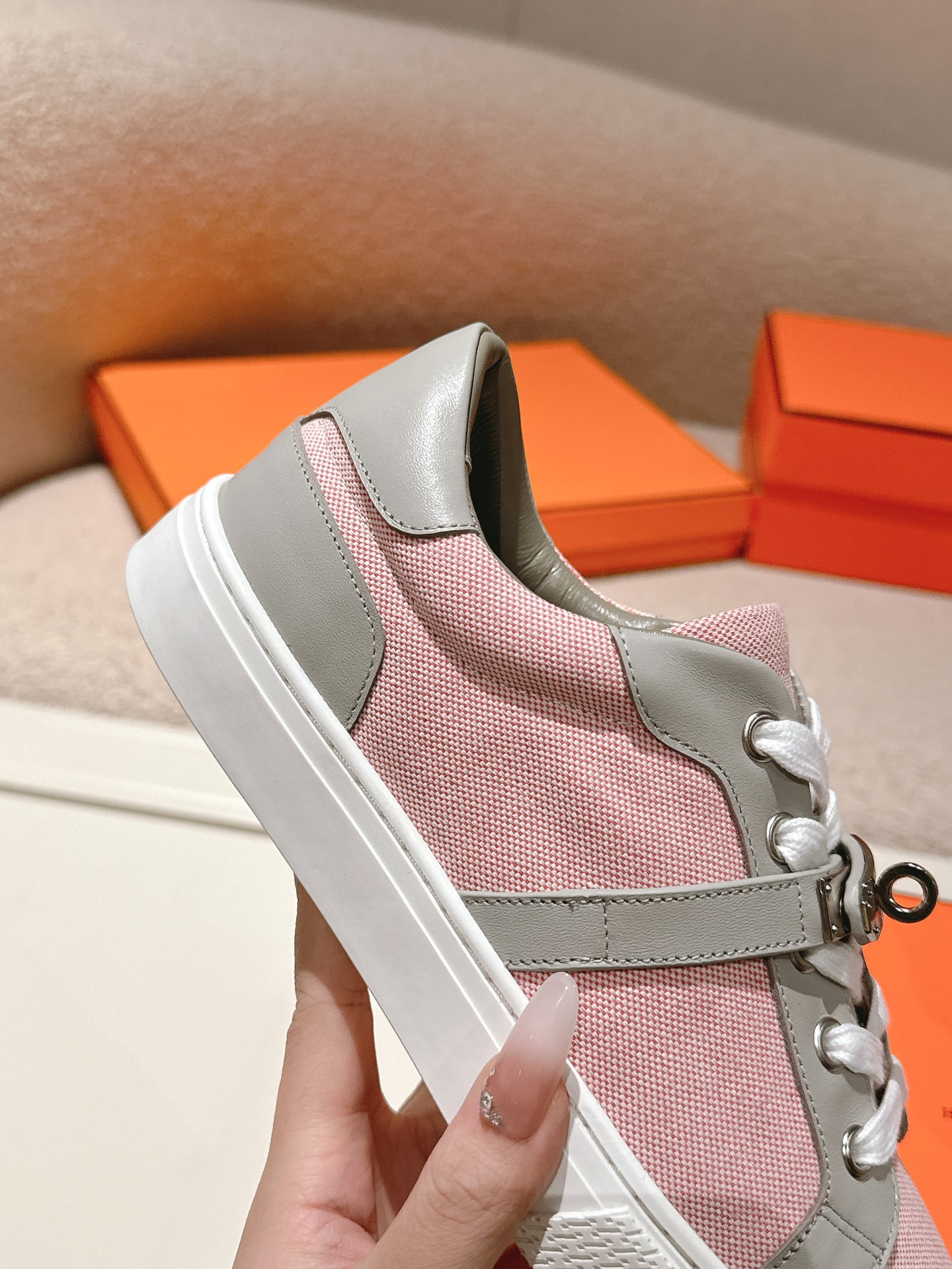 Hermes Kelly Buckle Sneakers Pink