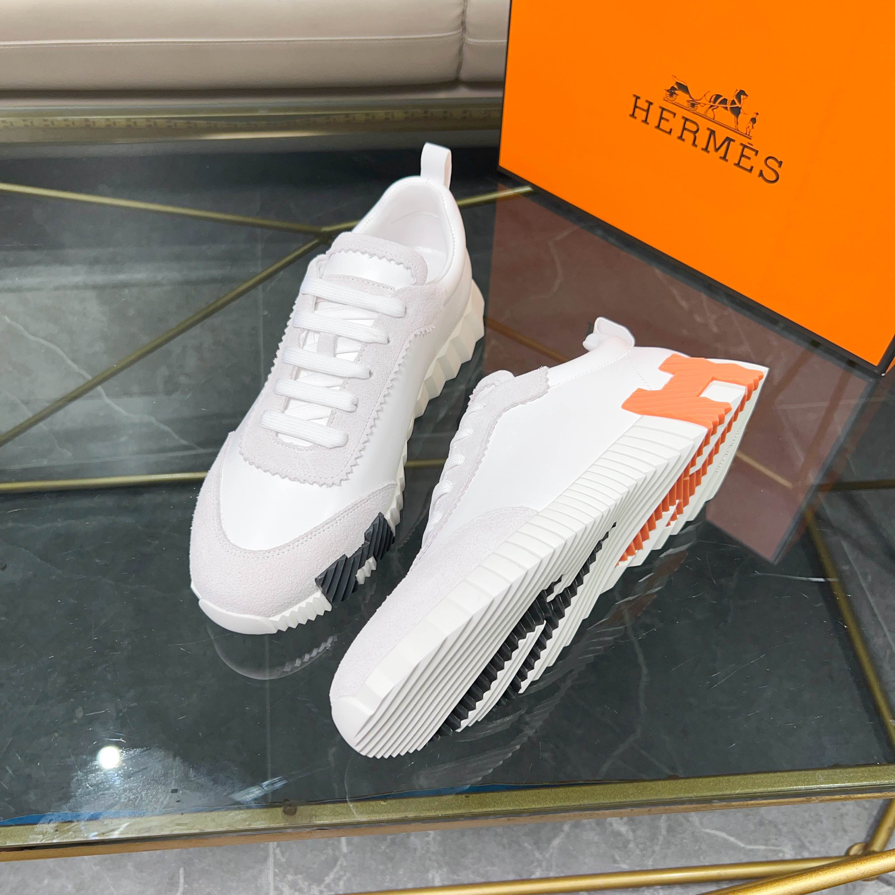 Hermes H Logo Chunky Sneakers White