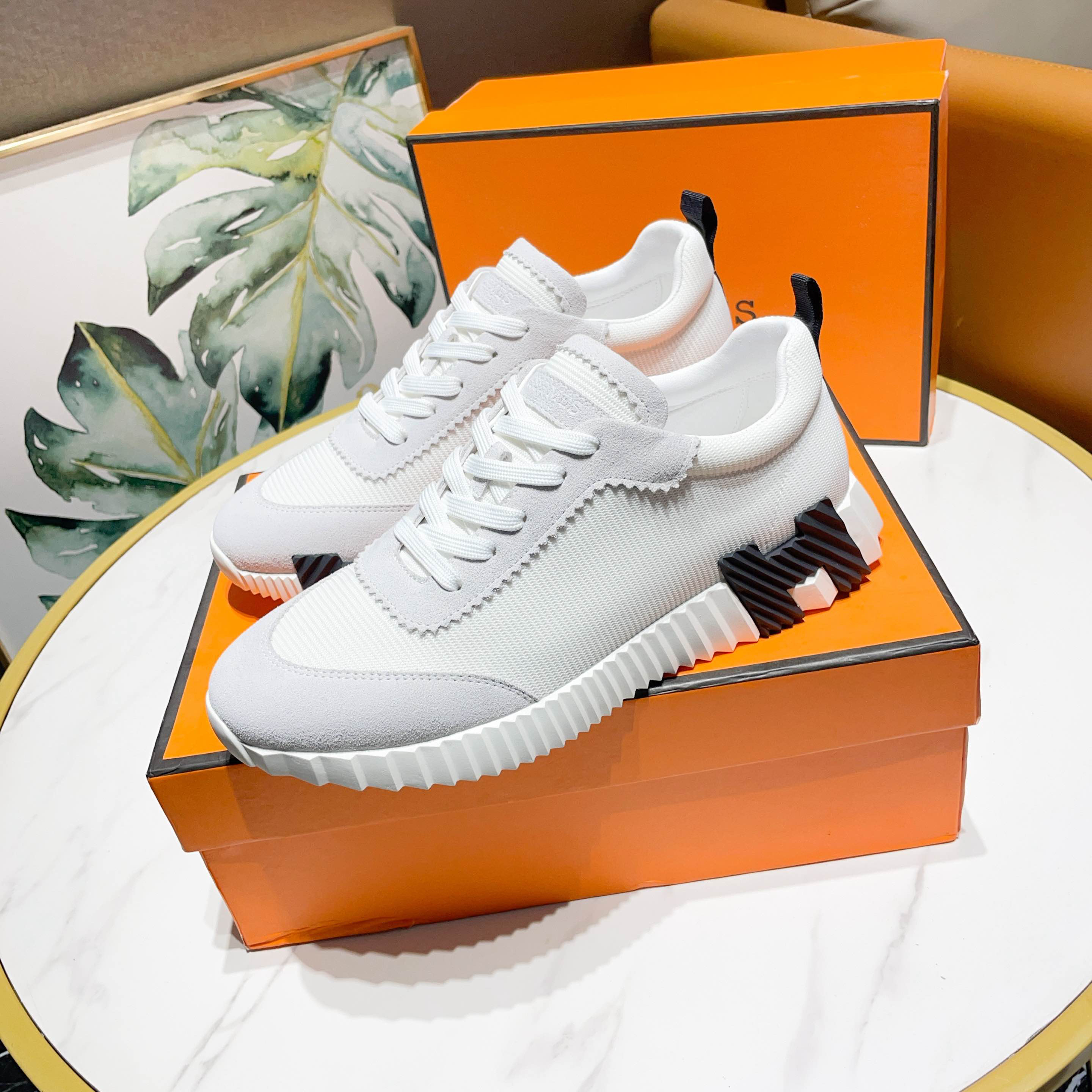 Hermes H Logo Chunky Sneakers White