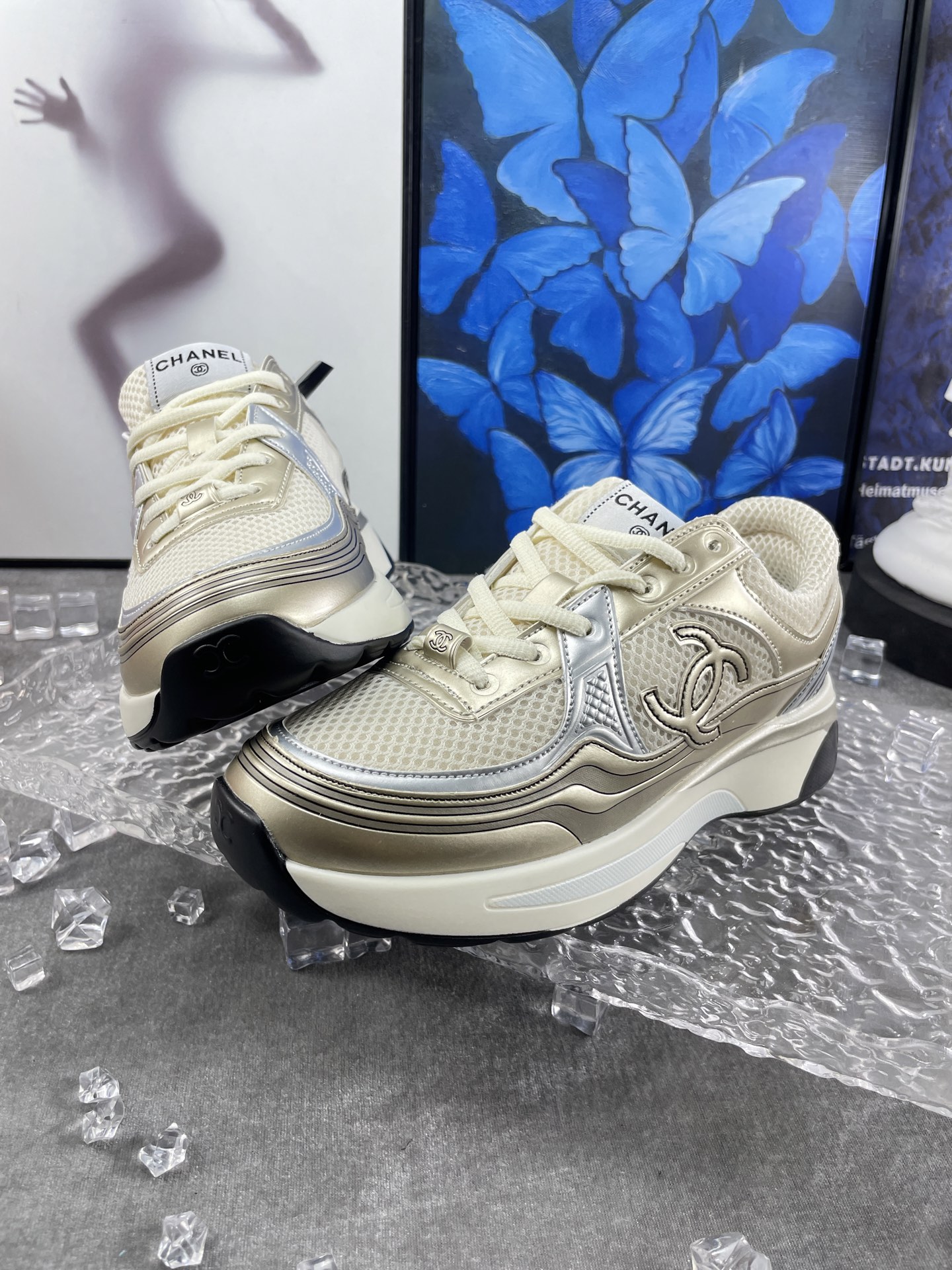 Chanel Mesh Runner Sneakers Beige