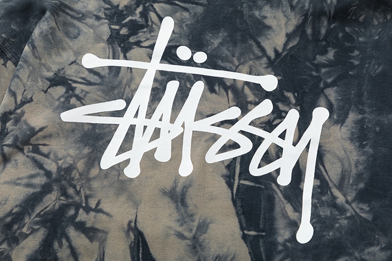 Stussy Tie-Dye Logo Hoodie Gray-Blue