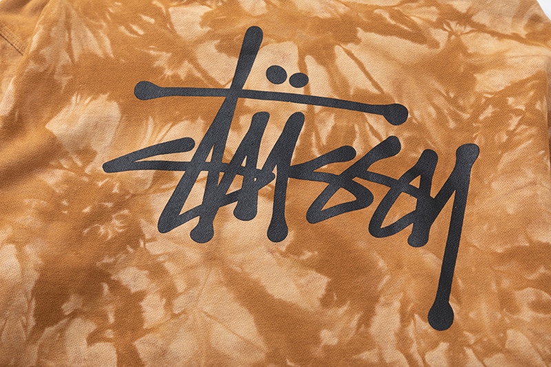 Stussy Tie-Dye Logo Pullover Hoodie Brown